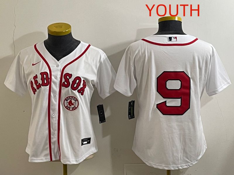 Youth Boston Red Sox #9 No Name White Game 2025 Nike MLB Jersey style 6->women mlb jersey->Women Jersey